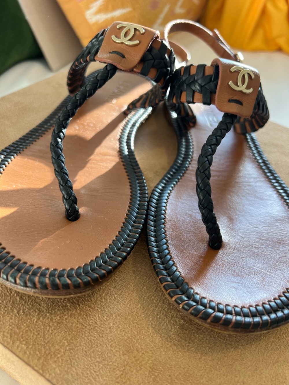 Chanel Leather Interwoven Thong Sandals (Size 38.5 EU) - Picture 4 of 6